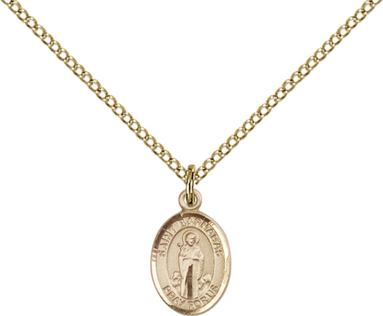 14kt Gold Filled St. Barnabas Pendant with 18 inch Gold Filled Light Curb Chain - Small