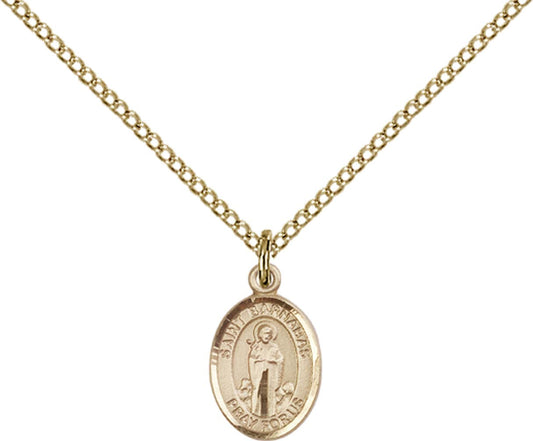 14kt Gold Filled St. Barnabas Pendant with 18 inch Gold Filled Light Curb Chain - Small