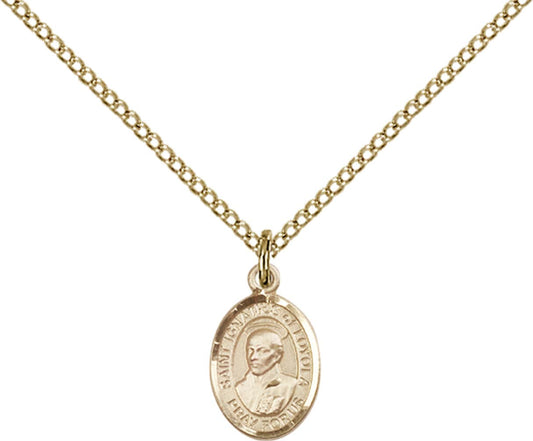 14kt Gold Filled St. Ignatius of Loyola Pendant with 18 inch Gold Filled Light Curb Chain - Small