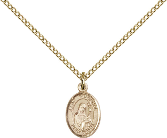 14kt Gold Filled St. Gertrude of Nivelles Pendant with 18 inch Gold Filled Light Curb Chain - Small