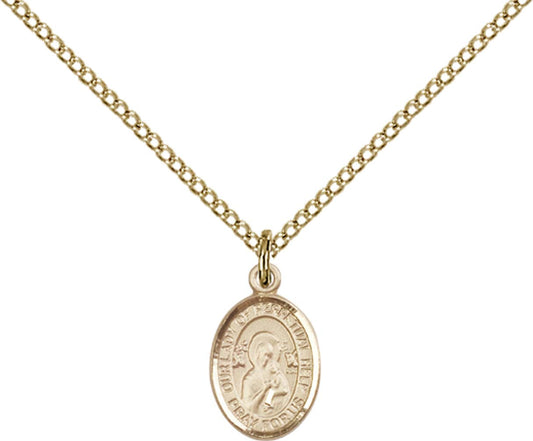 14kt Gold Filled O/L of Perpetual Help Pendant with 18 inch Gold Filled Light Curb Chain - Small