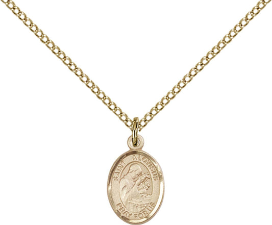 14kt Gold Filled St. Aloysius Gonzaga Pendant with 18 inch Gold Filled Light Curb Chain - Small