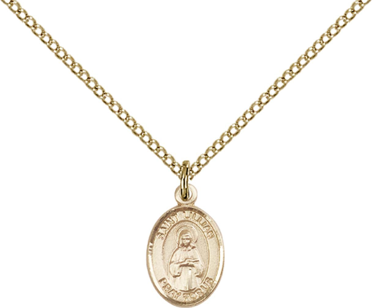 14kt Gold Filled St. Lillian Pendant with 18 inch Gold Filled Light Curb Chain - Small