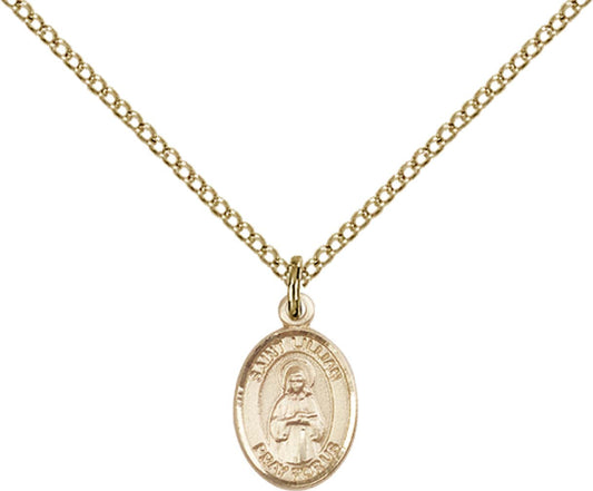 14kt Gold Filled St. Lillian Pendant with 18 inch Gold Filled Light Curb Chain - Small