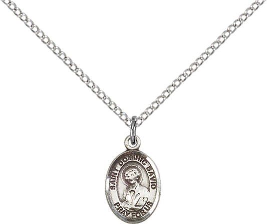 Sterling Silver St. Dominic Savio Pendant with 18 inch Sterling Silver Light Curb Chain - Small