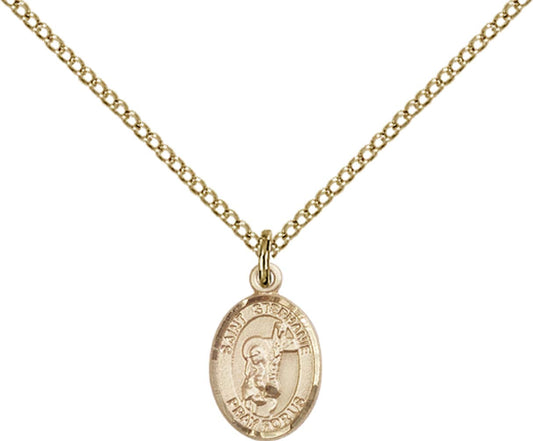 14kt Gold Filled St. Stephanie Pendant with 18 inch Gold Filled Light Curb Chain - Small