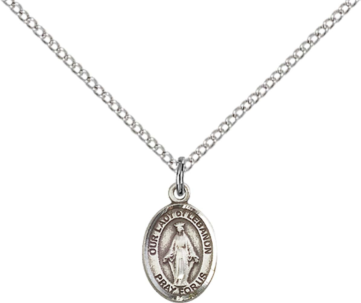 Sterling Silver O/L of Lebanon Pendant with 18 inch Sterling Silver Light Curb Chain - Small