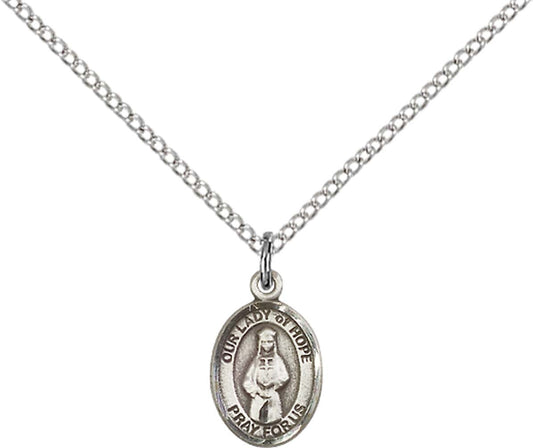 Sterling Silver O/L of Hope Pendant with 18 inch Sterling Silver Light Curb Chain - Small