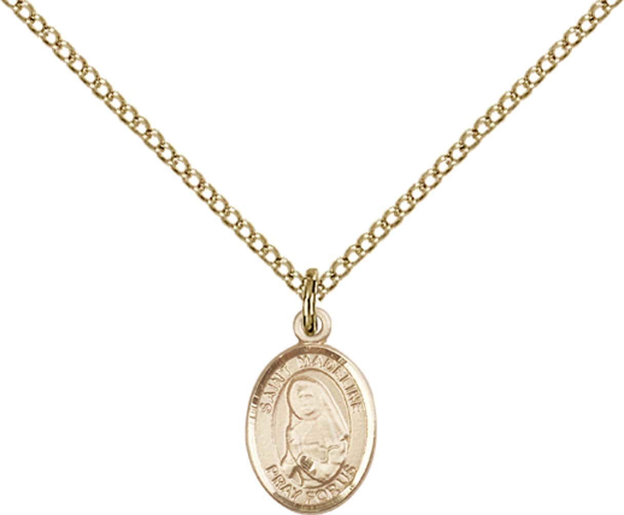 14kt Gold Filled St. Madeline Sophie Barat Pendant with 18 inch Gold Filled Light Curb Chain - Small