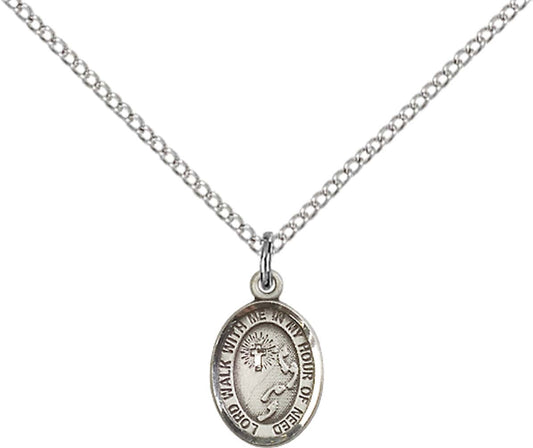 Sterling Silver Footprints / Cross Pendant with 18 inch Sterling Silver Light Curb Chain - Small