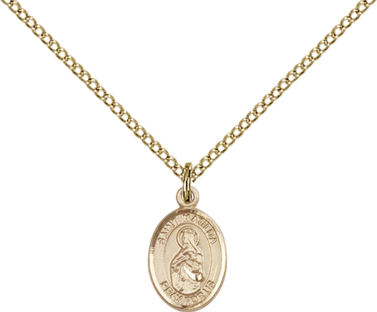14kt Gold Filled St. Matilda Pendant with 18 inch Gold Filled Light Curb Chain - Small