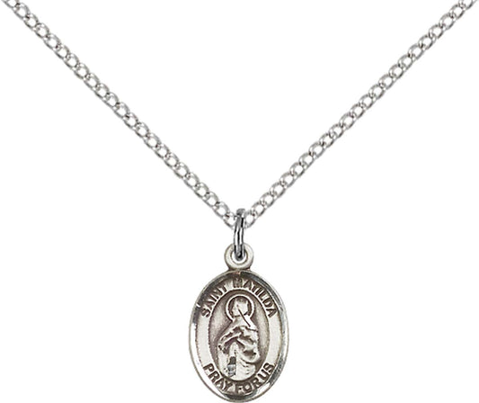Sterling Silver St. Matilda Pendant with 18 inch Sterling Silver Light Curb Chain - Small