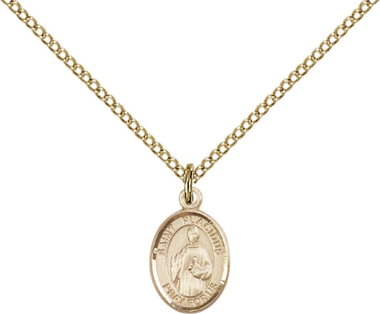 14kt Gold Filled St. Placidus Pendant with 18 inch Gold Filled Light Curb Chain - Small