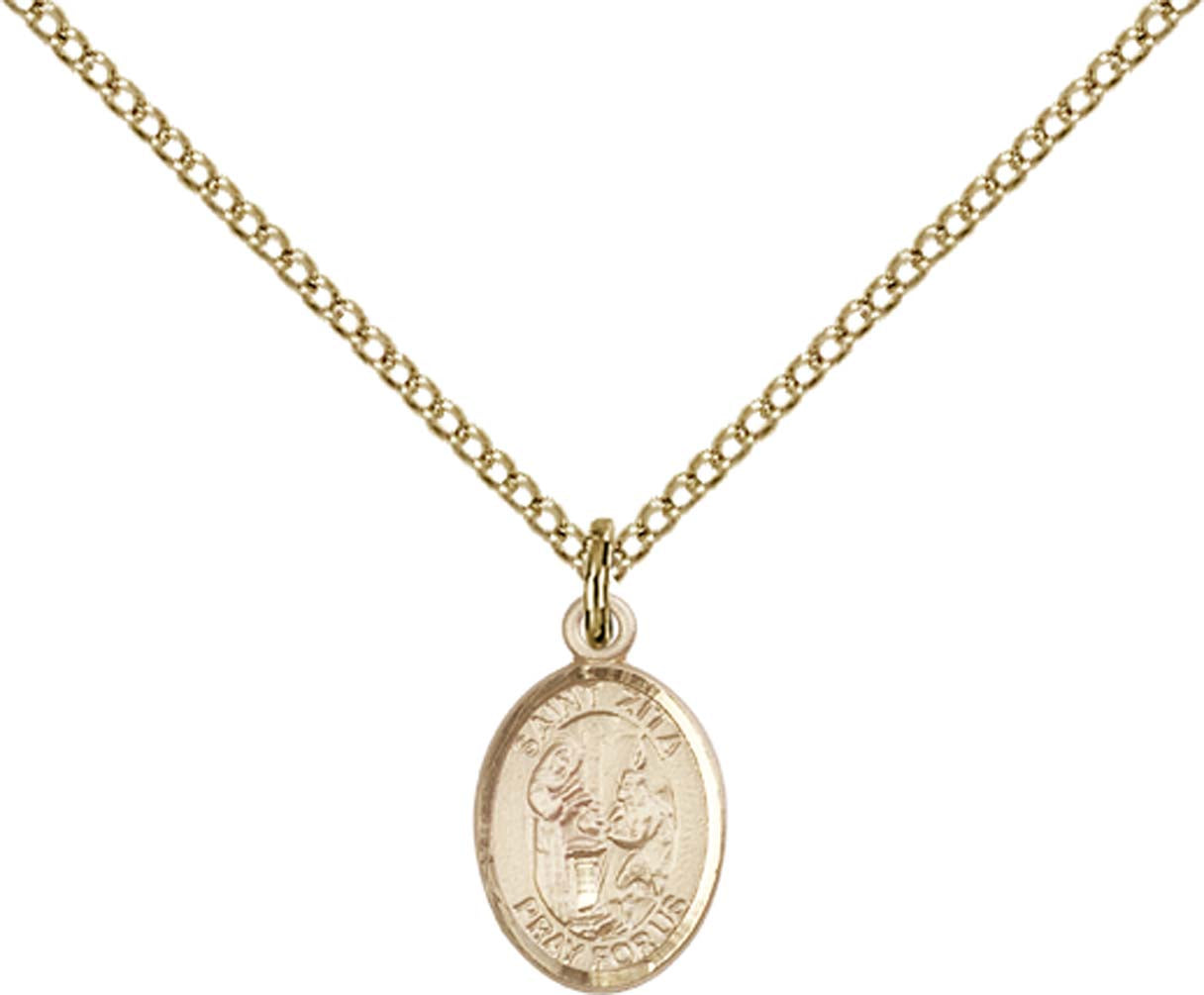 14kt Gold Filled St. Zita Pendant with 18 inch Gold Filled Light Curb Chain - Small