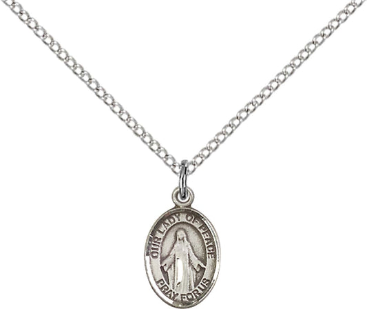 Sterling Silver O/L of Peace Pendant with 18 inch Sterling Silver Light Curb Chain - Small