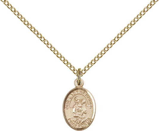 14kt Gold Filled O/L of Knock Pendant with 18 inch Gold Filled Light Curb Chain - Small