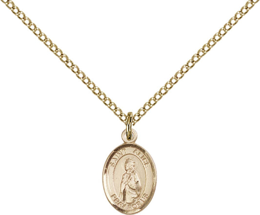14kt Gold Filled St. Alice Pendant with 18 inch Gold Filled Light Curb Chain - Small