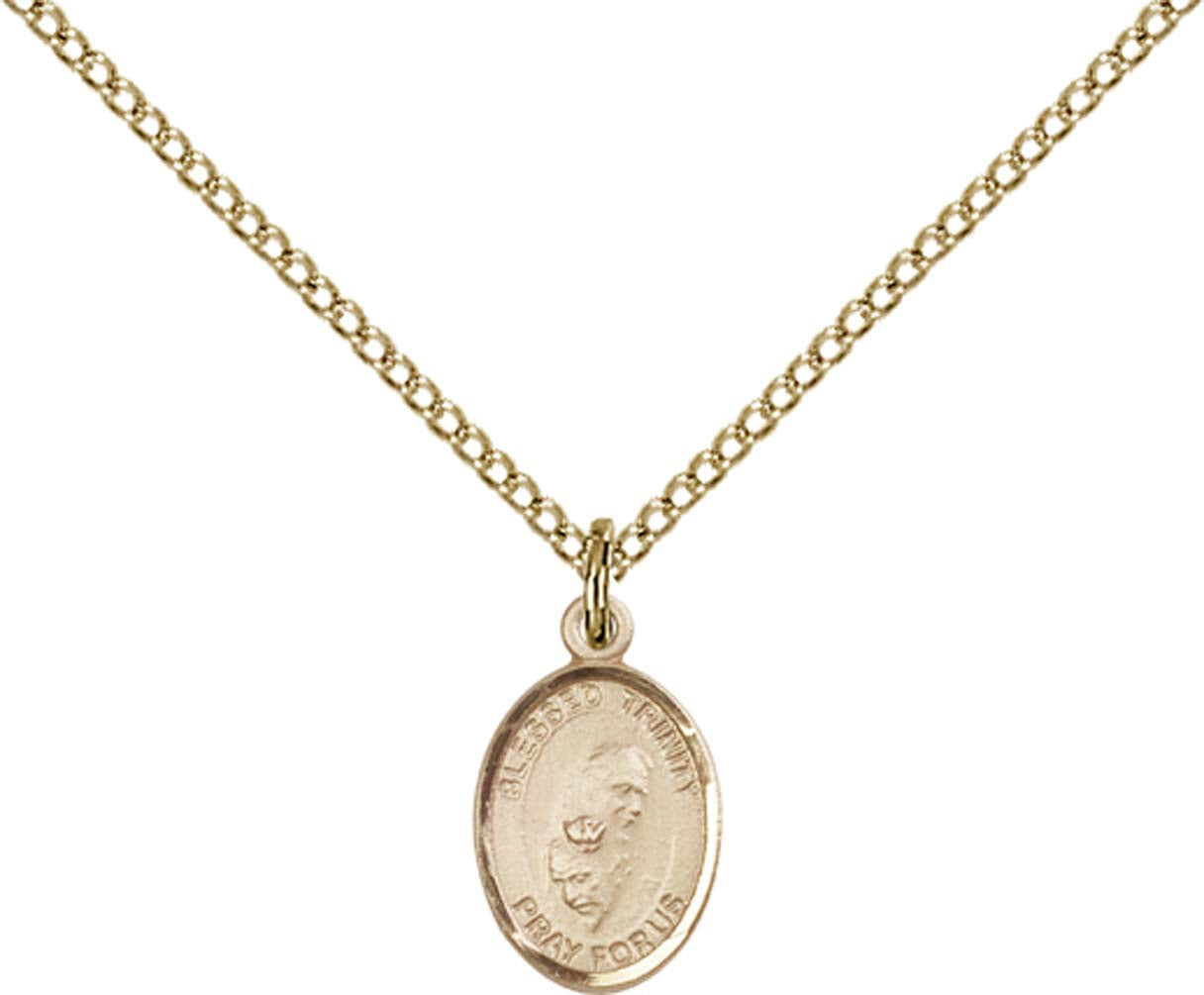 14kt Gold Filled Blessed Trinity Pendant with 18 inch Gold Filled Light Curb Chain - Small