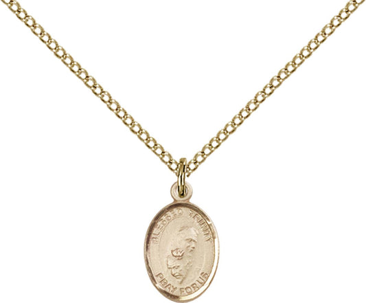14kt Gold Filled Blessed Trinity Pendant with 18 inch Gold Filled Light Curb Chain - Small