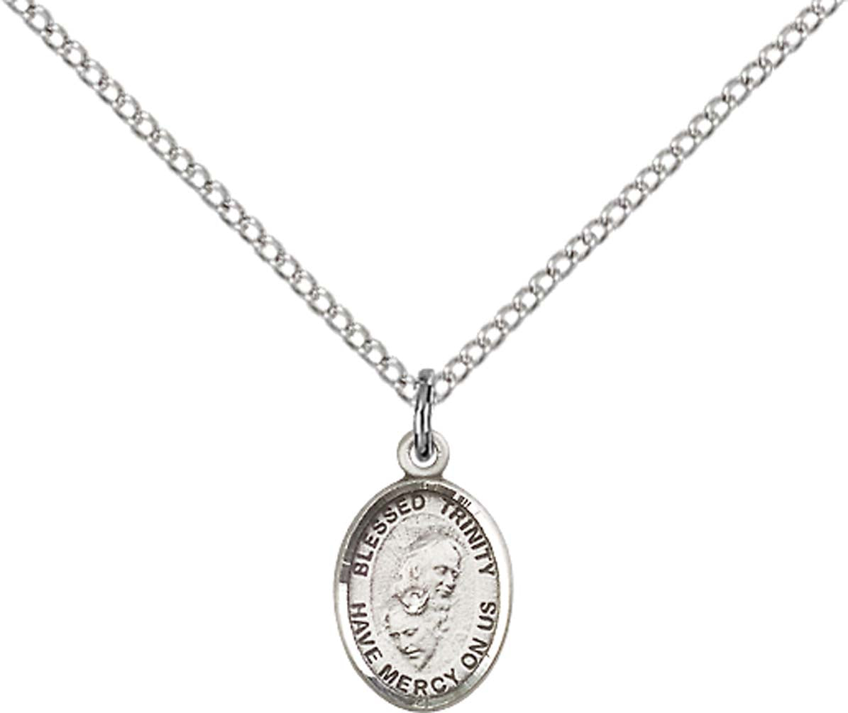 Sterling Silver Blessed Trinity Pendant with 18 inch Sterling Silver Light Curb Chain - Small