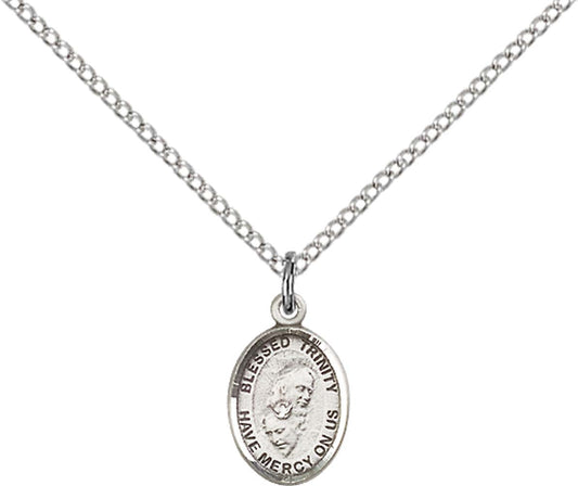 Sterling Silver Blessed Trinity Pendant with 18 inch Sterling Silver Light Curb Chain - Small