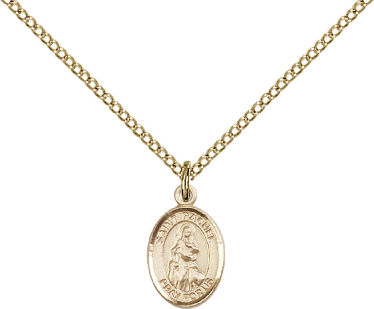 14kt Gold Filled St. Rachel Pendant with 18 inch Gold Filled Light Curb Chain - Small