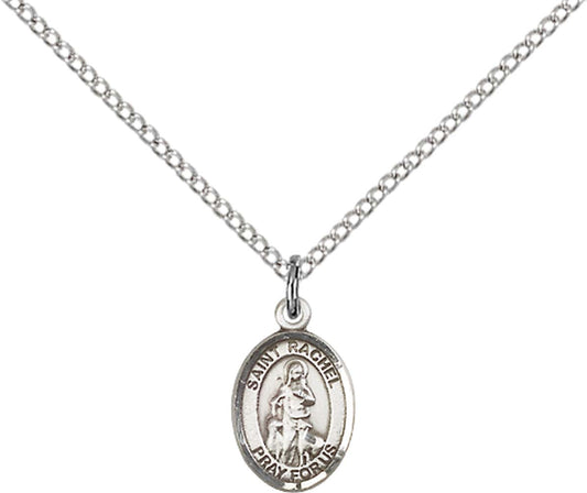 Sterling Silver St. Rachel Pendant with 18 inch Sterling Silver Light Curb Chain - Small