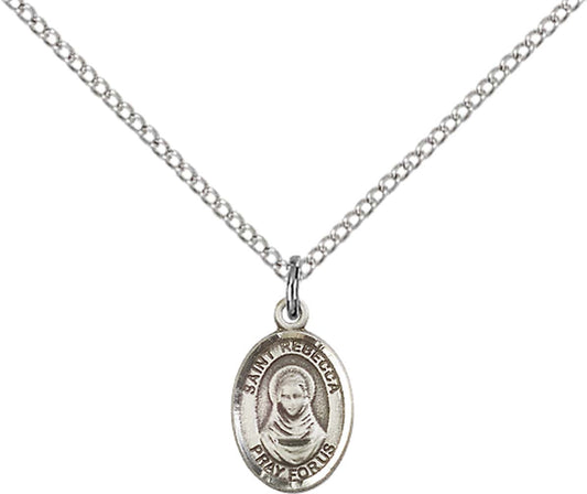 Sterling Silver St. Rebecca Pendant with 18 inch Sterling Silver Light Curb Chain - Small