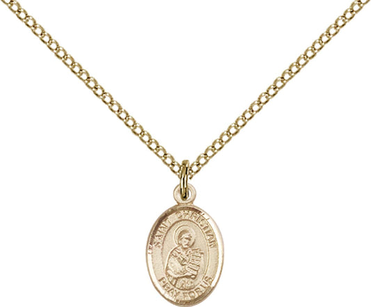 14kt Gold Filled St. Christian Demosthenes Pendant with 18 inch Gold Filled Light Curb Chain - Small