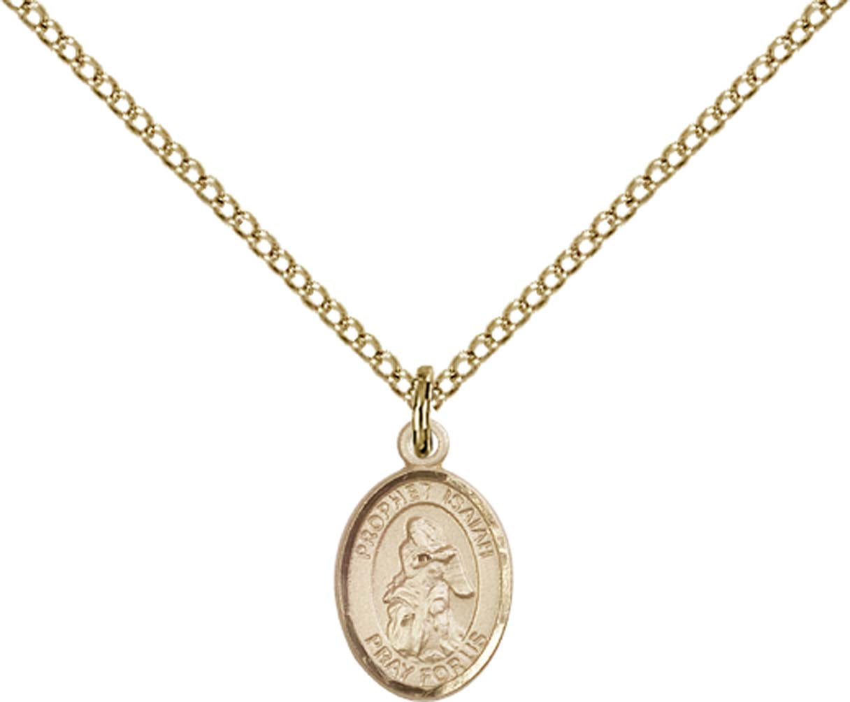 14kt Gold Filled St. Isaiah Pendant with 18 inch Gold Filled Light Curb Chain - Small