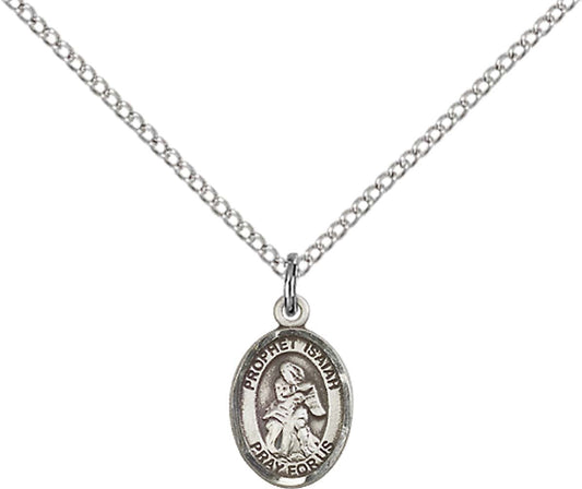 Sterling Silver St. Isaiah Pendant with 18 inch Sterling Silver Light Curb Chain - Small