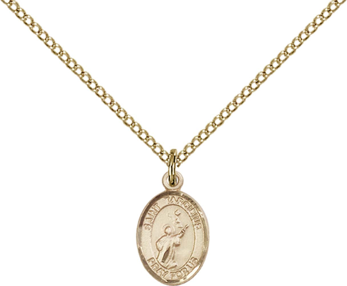 14kt Gold Filled St. Tarcisius Pendant with 18 inch Gold Filled Light Curb Chain - Small