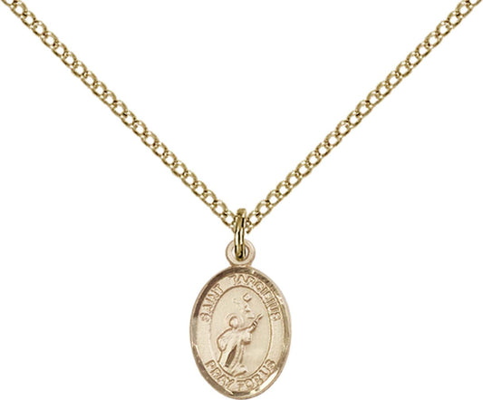 14kt Gold Filled St. Tarcisius Pendant with 18 inch Gold Filled Light Curb Chain - Small