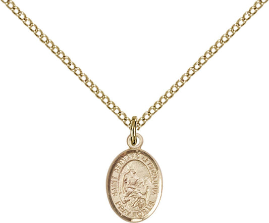 14kt Gold Filled St. Bernard of Montjoux Pendant with 18 inch Gold Filled Light Curb Chain - Small