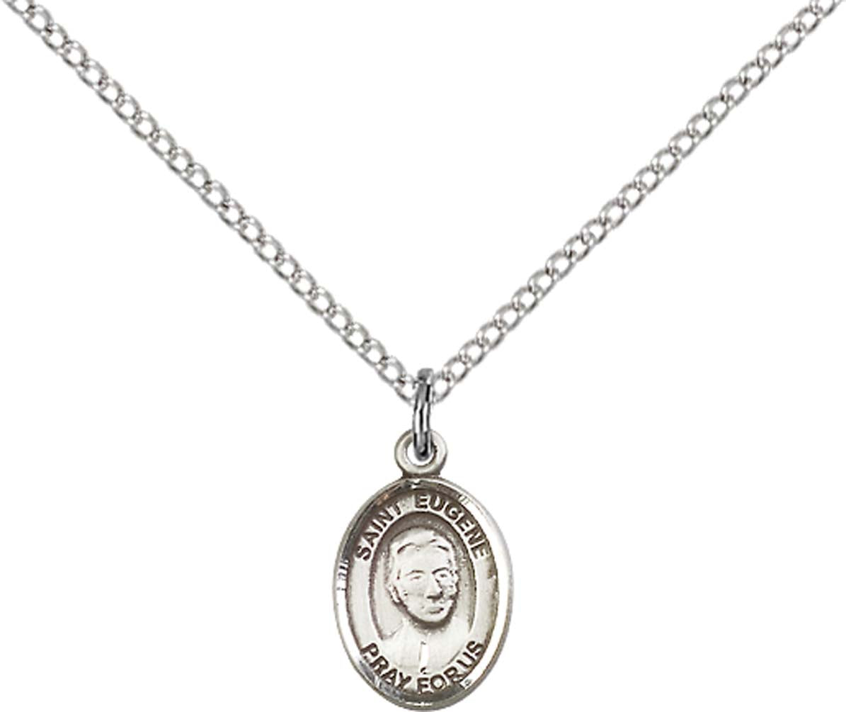 Sterling Silver St. Eugene de Mazenod Pendant with 18 inch Sterling Silver Light Curb Chain - Small