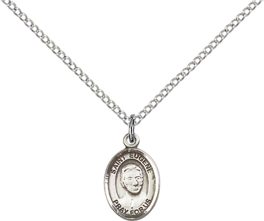 Sterling Silver St. Eugene de Mazenod Pendant with 18 inch Sterling Silver Light Curb Chain - Small