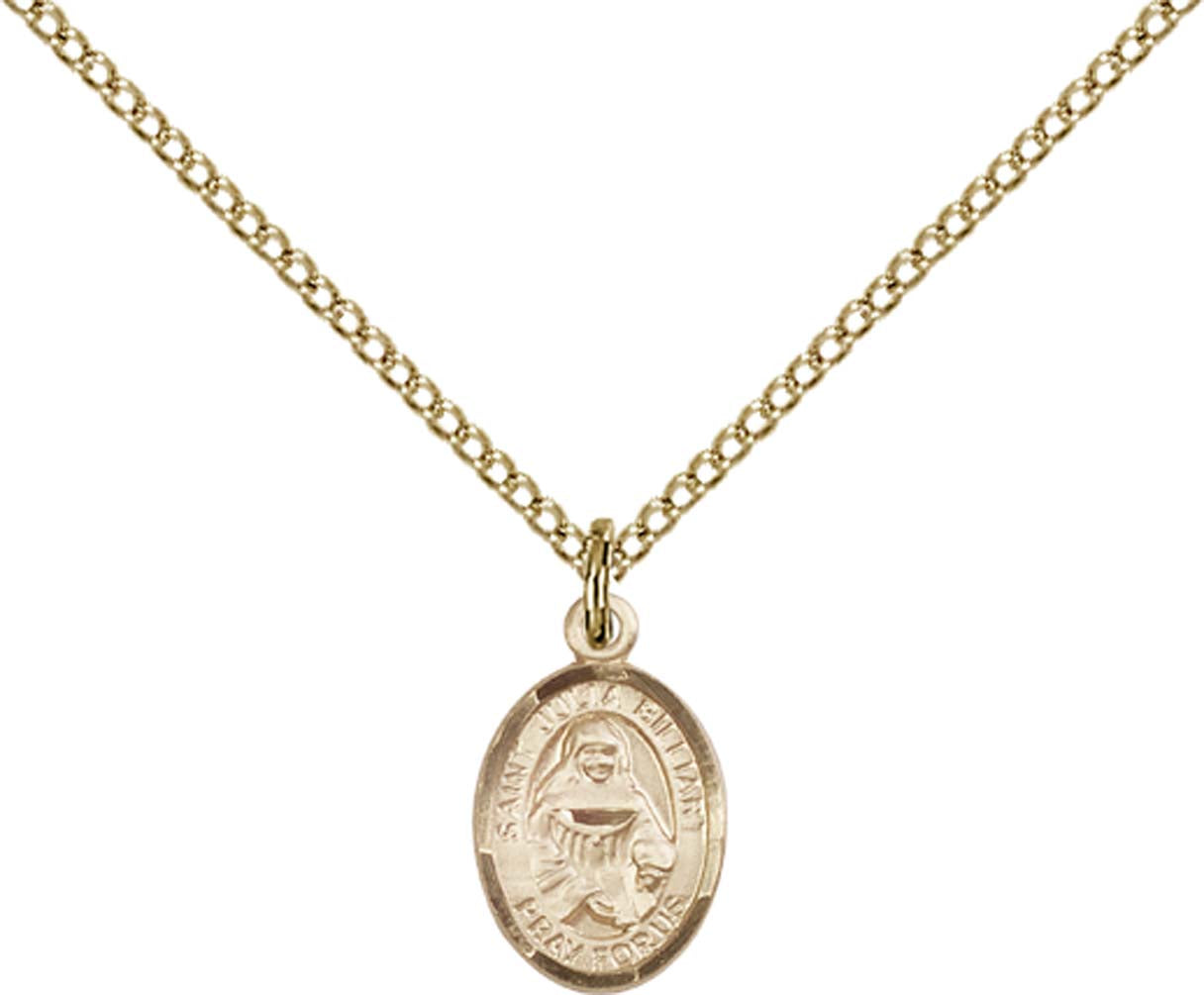 14kt Gold Filled St. Julia Billiart Pendant with 18 inch Gold Filled Light Curb Chain - Small