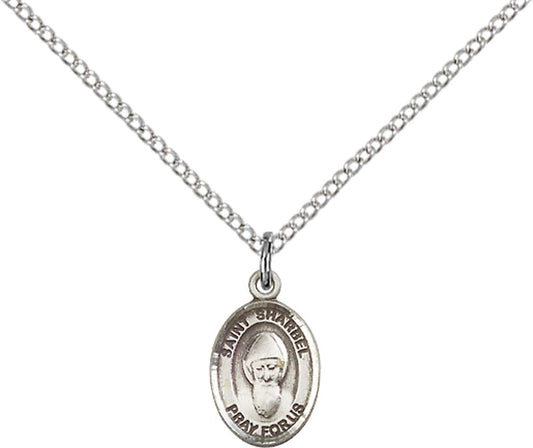 Sterling Silver St. Sharbel Pendant with 18 inch Sterling Silver Light Curb Chain - Small