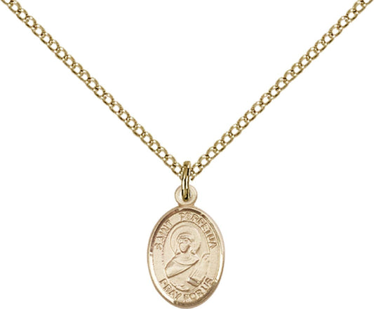 14kt Gold Filled St. Perpetua Pendant with 18 inch Gold Filled Light Curb Chain - Small