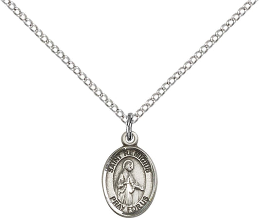 Sterling Silver St. Remigius Of Reims Pendant with 18 inch Sterling Silver Light Curb Chain - Small