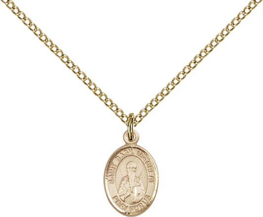 14kt Gold Filled St. Basil the Great Pendant with 18 inch Gold Filled Light Curb Chain - Small