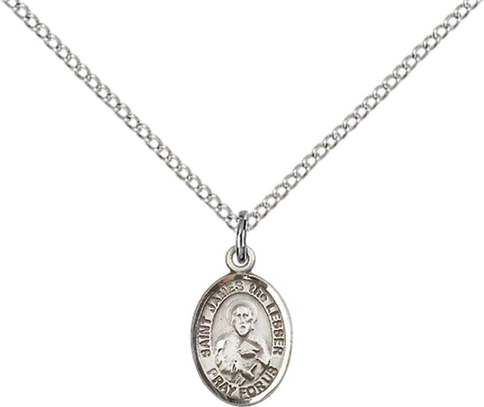 Sterling Silver St. James the Lesser Pendant with 18 inch Sterling Silver Light Curb Chain - Small