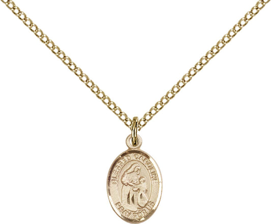 14kt Gold Filled Blessed Caroline Gerhardinger Pendant with 18 inch Gold Filled Light Curb Chain - Small