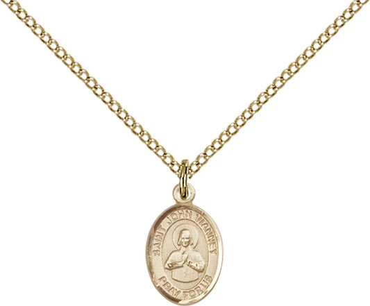 14kt Gold Filled St. John Vianney Pendant with 18 inch Gold Filled Light Curb Chain - Small