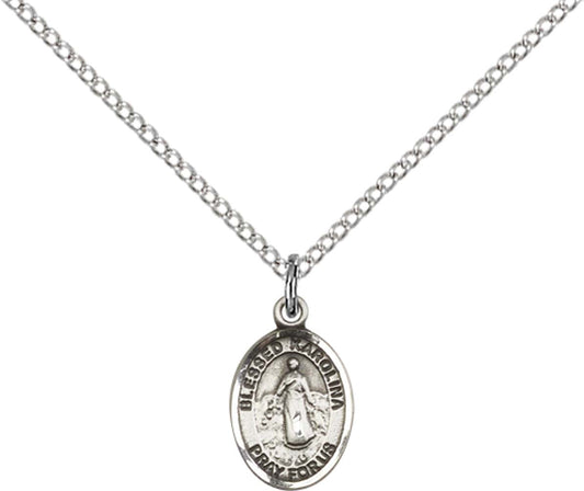 Sterling Silver Blessed Karolina Kozkowna Pendant with 18 inch Sterling Silver Light Curb Chain - Small