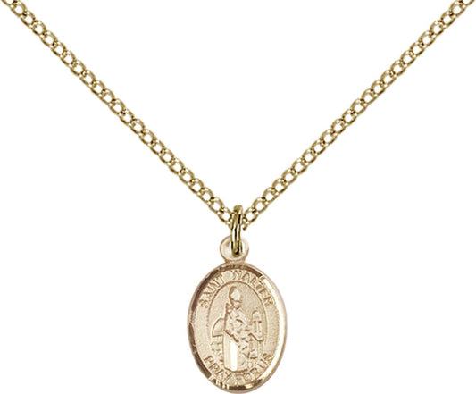 14kt Gold Filled St. Walter of Pontoise Pendant with 18 inch Gold Filled Light Curb Chain - Small