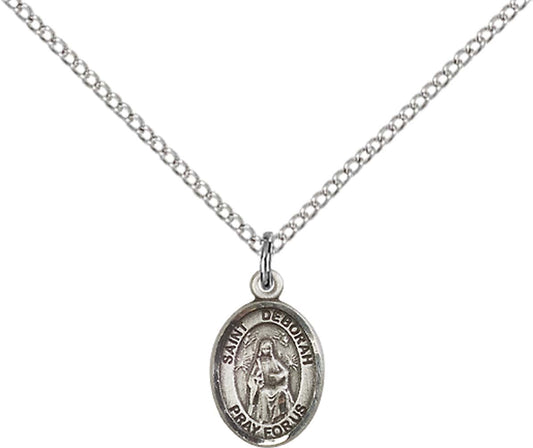 Sterling Silver St. Deborah Pendant with 18 inch Sterling Silver Light Curb Chain - Small