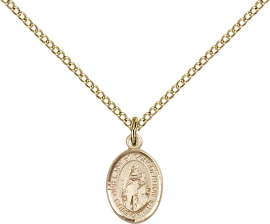 14kt Gold Filled O/L of Consolation Pendant with 18 inch Gold Filled Light Curb Chain - Small