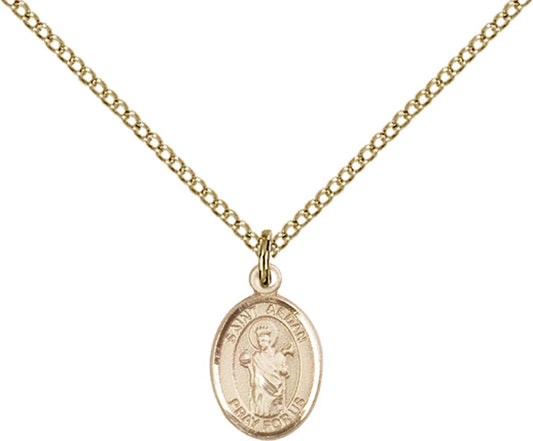 14kt Gold Filled St. Aedan of Ferns Pendant with 18 inch Gold Filled Light Curb Chain - Small