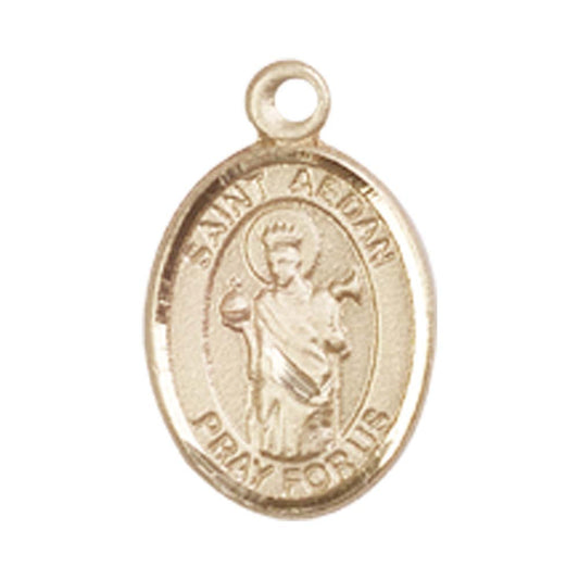 14kt Gold St. Aedan of Ferns Medal - Small